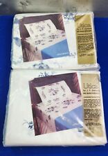 VINTAGE UTICA BY J. P. Stevens No Iron Percale FLAT BEDSHEET FULL WHITE FLORAL picture