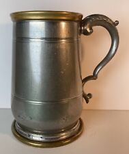 Vintage A R Wentworth Sheffield Pewter Tankard With Gold Tone Brass Rim And Base picture