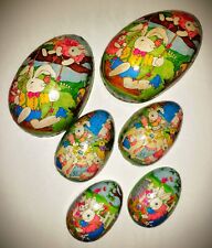 VINTAGE 1950s PAPER MACHE EASTER BUNNY EGG CANDY HOLDERS x3 picture