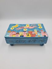 Vintage Handpainted City Cat Jewellery Box Happy Cat By Outi French Trinket Box picture