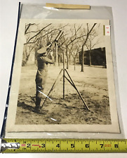 Original, Vintage WORLD WAR 1 OR 2? MAN W/ANTI AIRCRAFT GUN ON TRIPOD picture