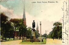 Grand Ave Street View Milwaukee WI Undivided Postcard c1906 picture