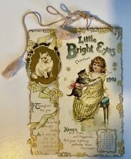 1901 Calendar Clifton Bingham Little Bright Eyes Cats Dog Raphael & Tuck Damaged picture