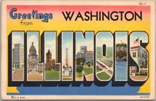1942 WASHINGTON, ILLINOIS Large Letter Postcard Multi-View / Curteich Linen picture