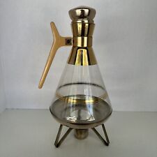 Vintage INLAND Glass Carafe & Warmer - 22k Gold Trim Coffee Pot Coffee Pot picture
