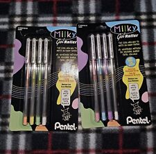 Vintage Pentel K106 Milky Gel Roller Pens 2 Packs 7 Colors Plus Extra White picture