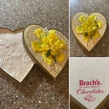 Beautiful Vintage Yellow Flowered Valentine Heart Shaped Brach’s Candy Box picture