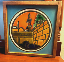 Western Wall Jerusalem An Ein-Reb Art Ceramic Hand Crafted Wood Frame 6