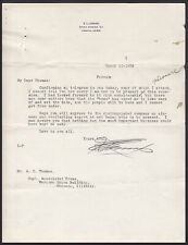 1908 signed letter Edward Lomax Union Pacific Railroad Exec picture