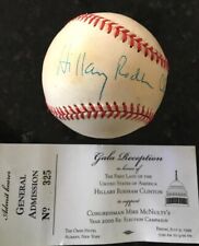 Hillary Rodham Clinton Signed Baseball & Ticket from Albany NY picture