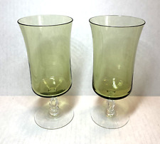 Vintage Noritake Rainbow Green Iced Tea Glasses Facet Stem No Trim - Set 2 picture