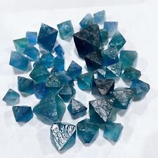 100g/Lot natural blue fluorite octahedron crystal mineral crystal healing picture