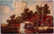1910's The Old Water Wheel Falling Water Home Trees Sunset View Posted Postcard picture