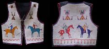 Old American Sioux Style Fully Beaded Suede Leather Hide Powwow Vest NV266 picture