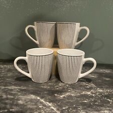 4 Royal Norfolk White Black Striped Stoneware Coffee Mugs Dinnerware Cups Rare picture