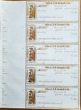 5 1880’s Promissory Notes Uncut Sheet, J. B. Crowell, Horse Vignette, Gold Print picture