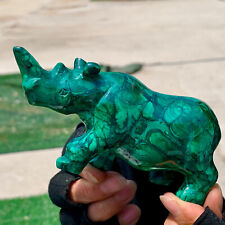 398G Natural glossy Malachite Crystal Handcarved rhino mineral sample picture