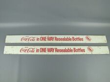 2 Vintage Coca-Cola Soda Pop One-Way Resealable Bottles Metal Display Rack Signs picture