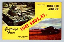 Fort Knox KY-Kentucky Greetings Flame Throwing Tank Patton Tank Vintage Postcard picture
