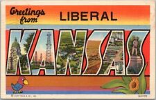 LIBERAL, KANSAS Large Letter Postcard Jayhawk / Multi-View / CURTEICH Linen 1951 picture