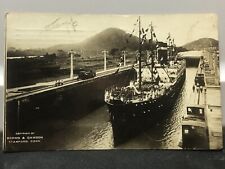 Postcard Passenger Ship Panama Canal Lock Brown and Dawson 1915 Real Photo picture