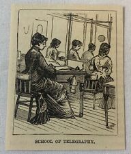 small 1883 magazine engraving~ COOPER UNION New York City ~ SCHOOL OF TELEGRAPHY picture