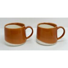 2 Starbucks Pumpkin Orange Glaze Ombre Swirl Ceramic Coffee Mugs Cups 10 oz picture