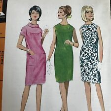 vintage 1960s McCalls 8789 Mod Front Yoked Slim Dress Sewing Pattern 16-18 CUT picture