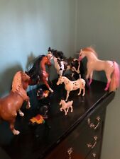 Vintage Lot of 8 Plastic Horses Different Sizes and Color Some Barbie With Hair picture