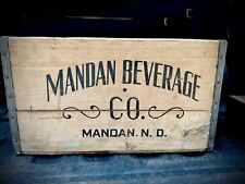 Rare Mandan Beverage Co Crate Wood Box North Dakota ND Vintage picture