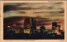 Oklahoma City OK-Oklahoma, City View At Night, Vintage Postcard picture