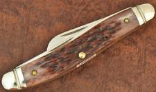 SCHRADE + LTD. MADE IN USA GENUINE BONE STOCKMAN KNIFE LIKE 897UH NICE (15698 picture