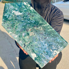 7.58LB Natural Geode Aquatic Plant Water Grass Moss Agate Obelisk Crystal Reiki picture