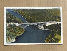 Postcard Greenfield MA Massachusetts French King Bridge and Rock Aerial View PC picture