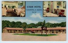 CANISTOTA, SD South Dakota ~ U-BAR MOTEL  c1940s  Roadside Linen Postcard picture