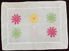 Vintage Sheer Linen Organza Dresser Scarf with Appliqué Flowers YY943 picture