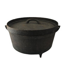 Vintage Cast Iron 12 Inch Cauldron 3 Legged Pot With Lid Gate Marked picture