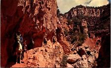 Horse Riders Passing Through Needles Eye Grand Canyon Arizona Vintage Postcard picture