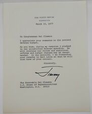 President Jimmy Carter Signed White House Letter To U.S. Congressman Del Clawson picture