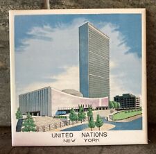 MCM Vintage UNITED NATIONS MANHATTAN NY USA Wall Hanging Tile Japan RETRO MOD picture