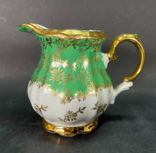 Vintage BAREUTHER Bavaria German Porcelain China GREEN & GOLD CREAMER Germany picture