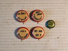 Lot of 5 Vintage 1930s-1940s Comical Risque Buttons / Pinbacks Good Condition  picture