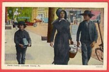 Vintage Amish Family Lancaster County Pa Pennsylvania Ct American Art Postcard picture