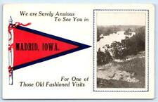 MADRID, IA Iowa ~ We Are Anxious to See You ~ PENNANT GREETING c1910s Postcard picture