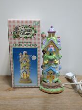 Easter Cottontale Cottages Train Station Building Porcelain Pre-owned Works picture