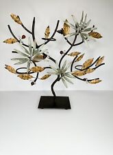 VINTAGE TOLE Olive Tree Sculpture Candelabra Candleholder Set 2, votive Holders picture