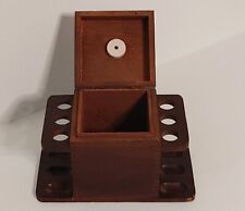 Vintage Aztec Humidor Tobacco 6 Pipe Stand Walnut Wood Decatur Industries Deco picture