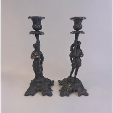 Vintage Victorian Figural Bronze Candle Holders - Set of 2 picture