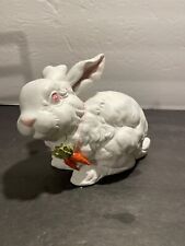 Department 56 White Albino Easter Bunny Rabbit Figurine Wearing Carrot Necklace picture