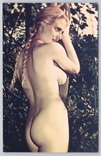 Nude Sexy Woman Looking to Side, Braids, Risque Pin Up Girl, Vintage Postcard picture